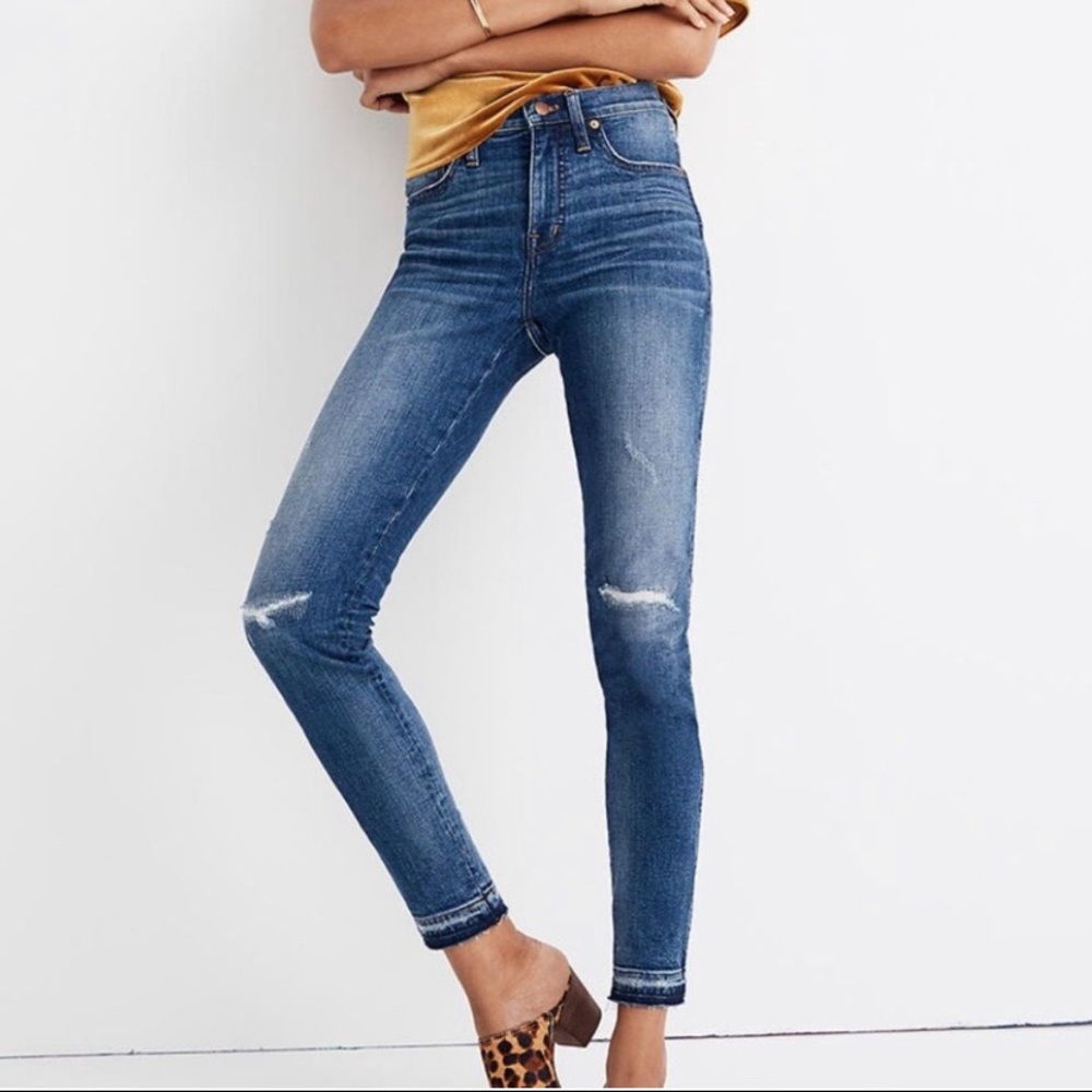 NWT MADEWELL 9” rise skinny jeans rip and repair